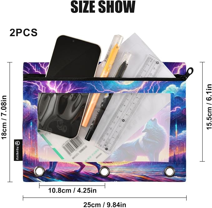 Wolf Howling in Moon Night Pencil Pouch - Image 3