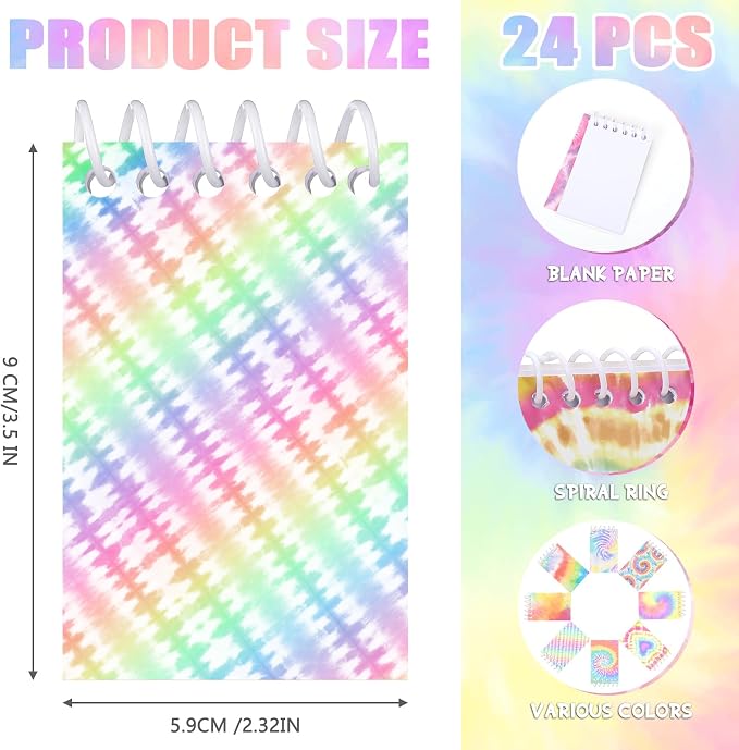 Honoson 48 Pcs Mini Tie Dye Notepads - Image 2