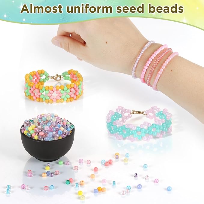 Funtopia Seed Beads for Bracelets, 4mm Uniform Glass Seed Beads for Jewelry - Image 3