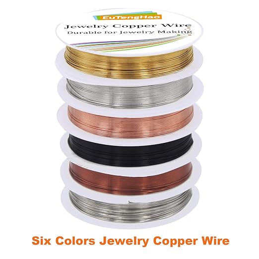EuTengHao 6 Colors Jewelry Copper Wire Jewelry Beading Wire for Bracelet Necklaces Craft Jewelry Making Supplies (66 Yards,24 Gauge)