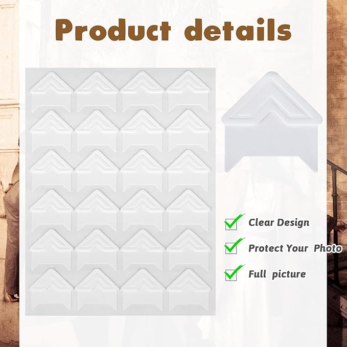 240 Pcs Photo Corners Self Adhesive Picture Corners for Scrapbooking, White Photo Corner Stickers, Photo Mounting Corners for DIY Scrapbook, Photo Album, Journal, 10 Sheets