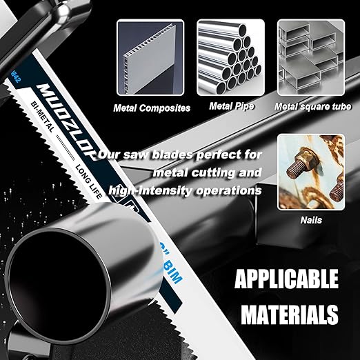 10 Pack 9 inch Reciprocating Saw Blades Set,14/18TPI High Carbon Saw Blades, Metal Saw Blades with Organizer Case (10, 14/18TPI/225mm)