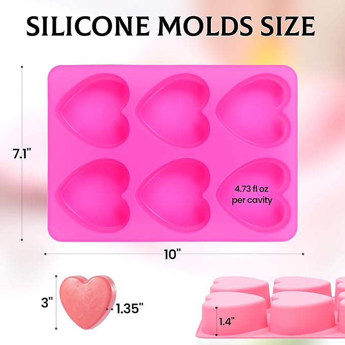 SJ Silicone Soap Molds 2 Packs, Heart Shape Soap Molds - Image 4