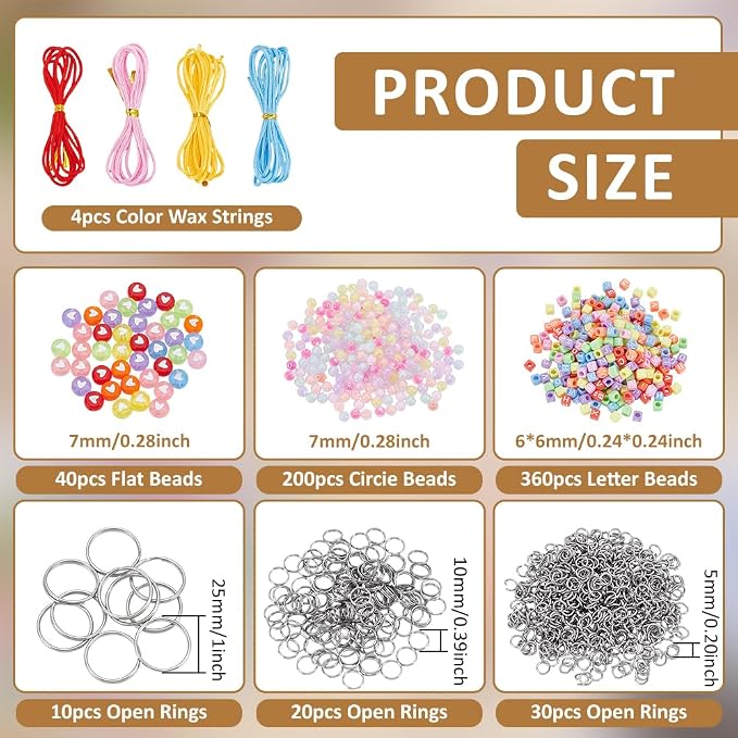 CRAFTYMELODY 606Pcs DIY Keychain Making Crafts Kits Beaded Keychain Making Kit - Image 2