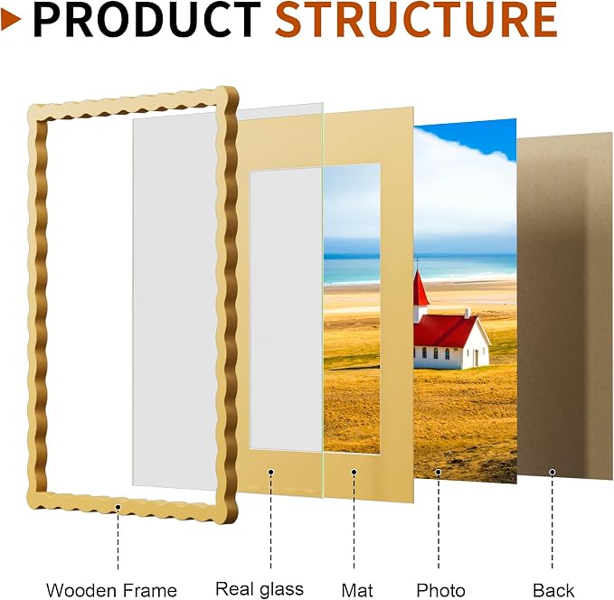 11x14 Wavy Picture Frame With Mat - Image 4