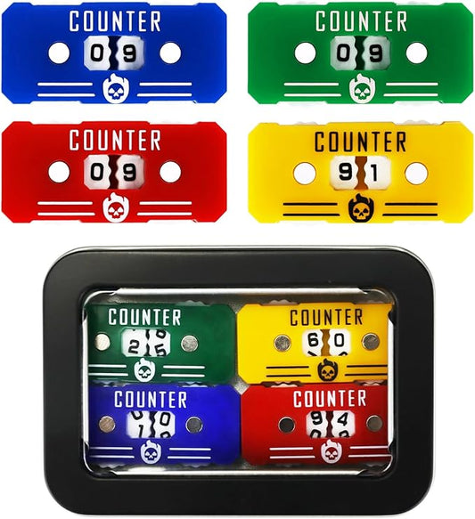 4Pcs MTG Life Counter with Metal Box, Health Tracker Life Counter for MTG Magic Card Games Accessories Tabletop RPG D&D CCG TCG Board Games