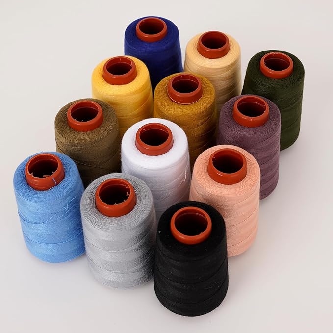 12PCS Sewing Thread Kit 30wt Spools,12 Colors,Assorted Colors Each 800 Yards of Polyester Threads for Sewing Hand and Machine,Stitching, Quilting, Serger (ZH-12PCSYMXBZ)
