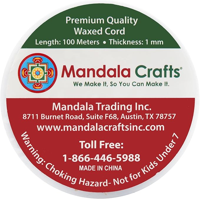 Mandala Crafts 1mm 109 Yards Natural Cotton Waxed Cord for Jewelry Making Bracelet Cord Waxed String - Beading String Thread Jewelry Cords for Necklaces String