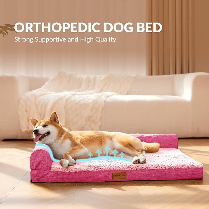 Patas Lague Orthopedic Dog Bed Medium Size Dog 30''X20'', Waterproof L Bolster - Image 3