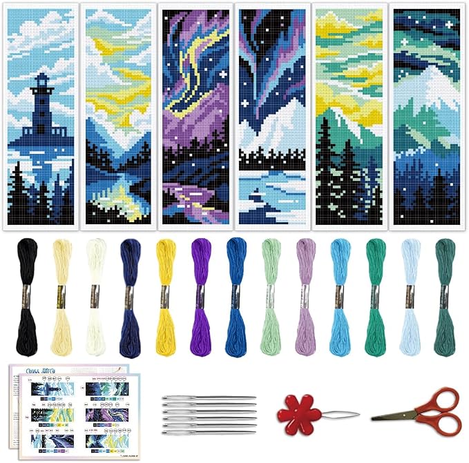 ACRNIGHEET 6PCS Cross Stitch Bookmark Kit by ACRNIGHEET
