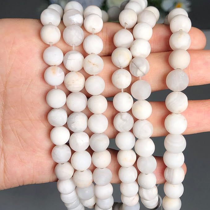 6mm Matte White Quartz Bead, 15-Inch Matte Round Loose Stone Beads - Image 8