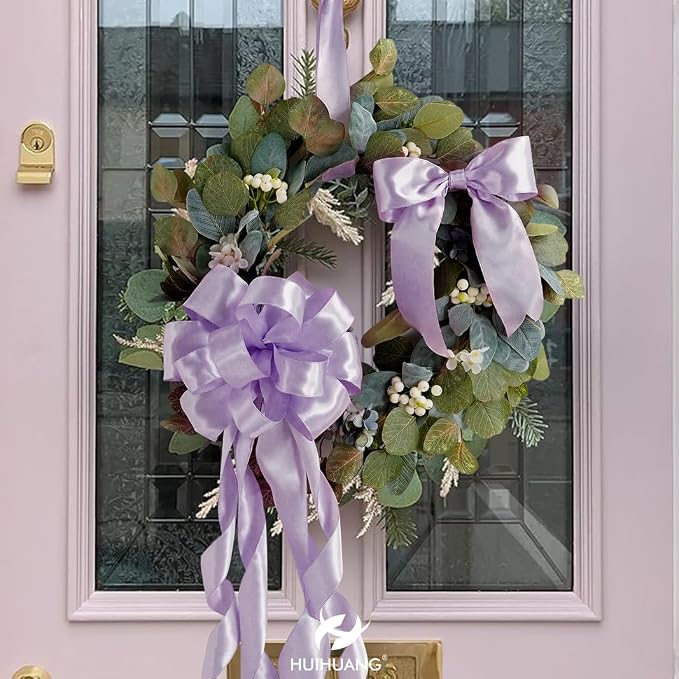HUIHUANG Lavender Satin Wired Ribbon 1-1/2 inch Lavender Purple Wire Edge Ribbon - Image 4
