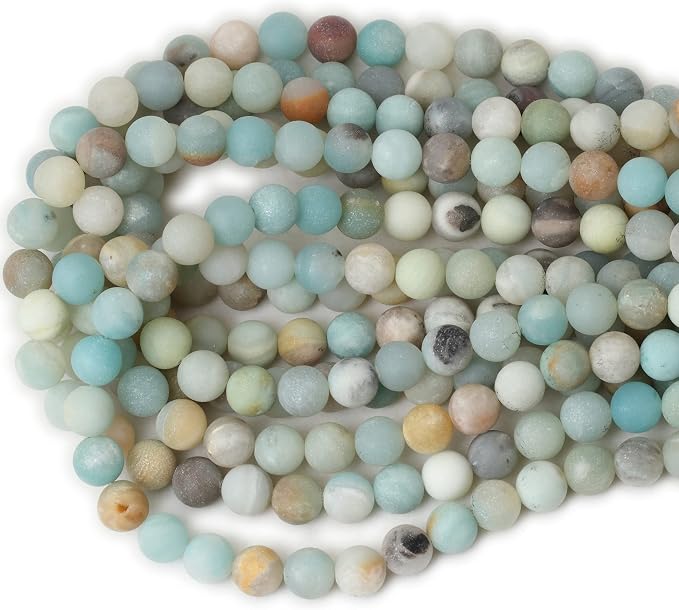 35PCS 10mm Natural Colorful Frosted Amazonite Gemstone Round Loose Beads Stone - Image 3