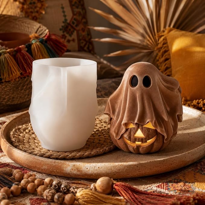 3D Ghost Pumpkin Silicone Mold for DIY Halloween Candle & Soap Casting Tool | - Image 7