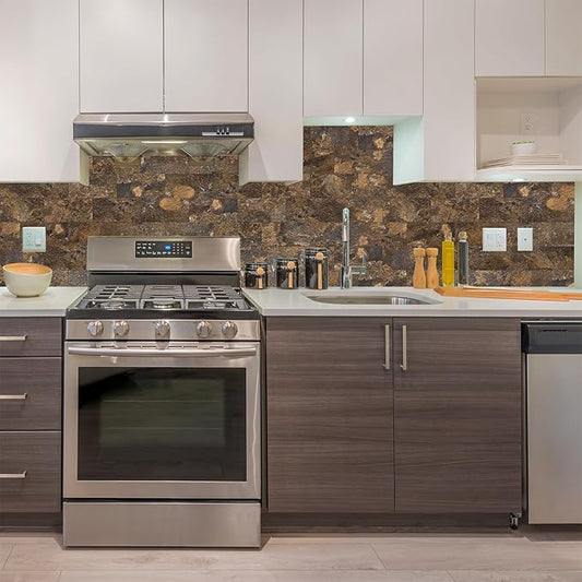 100 Pieces Peel and Stick Backsplash for Kitchen, 3" x 6" PVC Subway Tile 2025 Upgraded Rust Slate Backsplash Stick on Tile Elevate Kitchen, Bathroom, Fireplace,RV