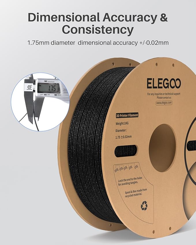 ELEGOO PLA Filament 1.75mm 2KG Sparkle Red & Green, Glitter Twinkling 3D Printer Filament Dimensional Accuracy +/- 0.02mm, 2pcs 1kg Spool(2.2lbs) Fits for Most FDM 3D Printers