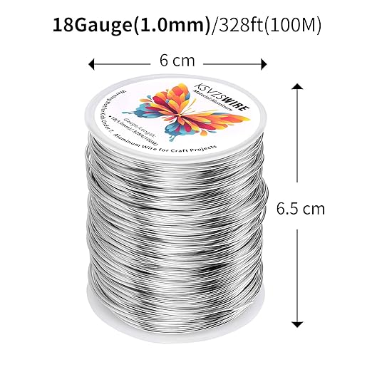 18 Gauge(1.0mm) Aluminum Wire 328 Feet(100M) KSVZS Bendable Metal Wire for Crafts, Sculpting, Armature, Jewelry Making【3-in-1】+18Gauge(1.0mm) 32.8Ft(10M)+1 Pliers(Silver)…
