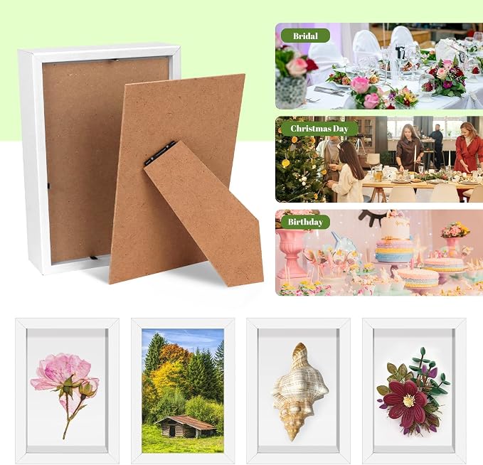 VOKOY 5 Pack 4" x 6" Shadow Box Frame, Small Wood Hollow Picture Frame - Image 5