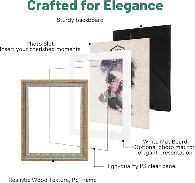 2 Pack 8x10 Vintage Antique Picture Frames, Retro Design - Image 5