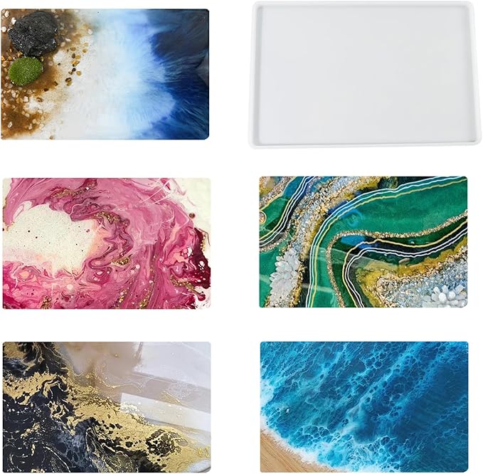 Large Silicone Molds for Epoxy Resin Table, 9 x 14 Inch Rectangle Resin Table Silicone Molds with Legs for DIY Art Home Decor, River Table, Cutting Board, Resin Art