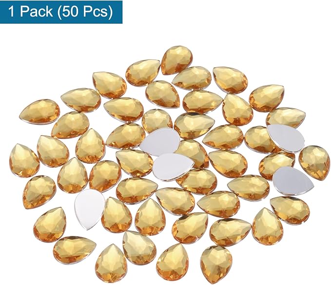 MECCANIXITY 50PCS Flat Back Acrylic Teardrop Gems 10x14mm Artificial Rhinestones - Image 3