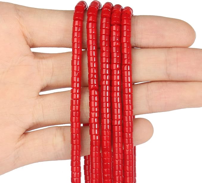 150Pcs 4×2mm Natural Red Coral Spacer Stone Beads - Image 3