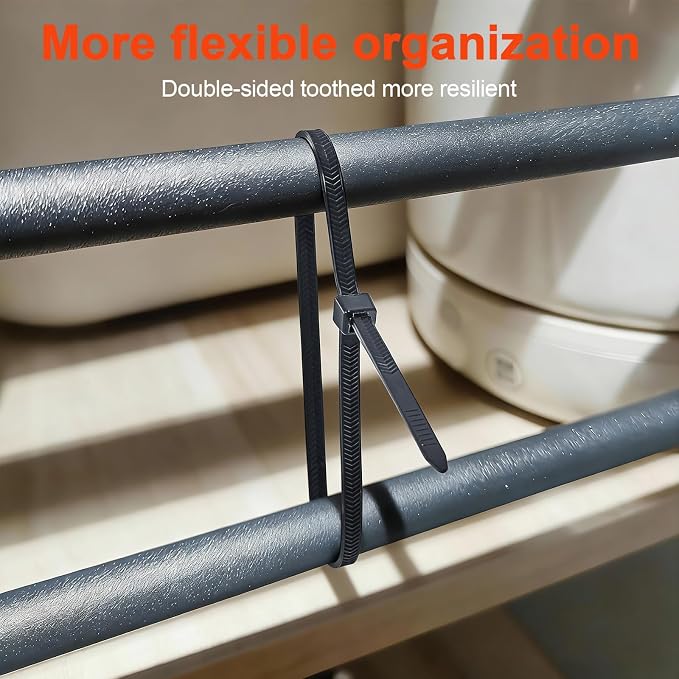 Zip Ties Assorted Size, 8+12+14 Inch V-Shaped Toothed Double Sided Toothed - Image 5
