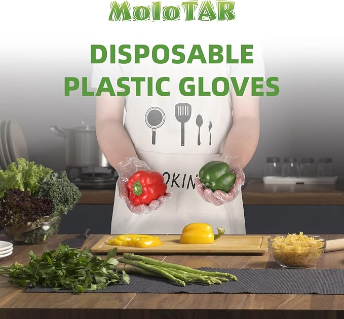 MoloTAR 100 pcs Plastic Disposable Gloves, Disposable Gloves, One Size Fits Most - Image 5