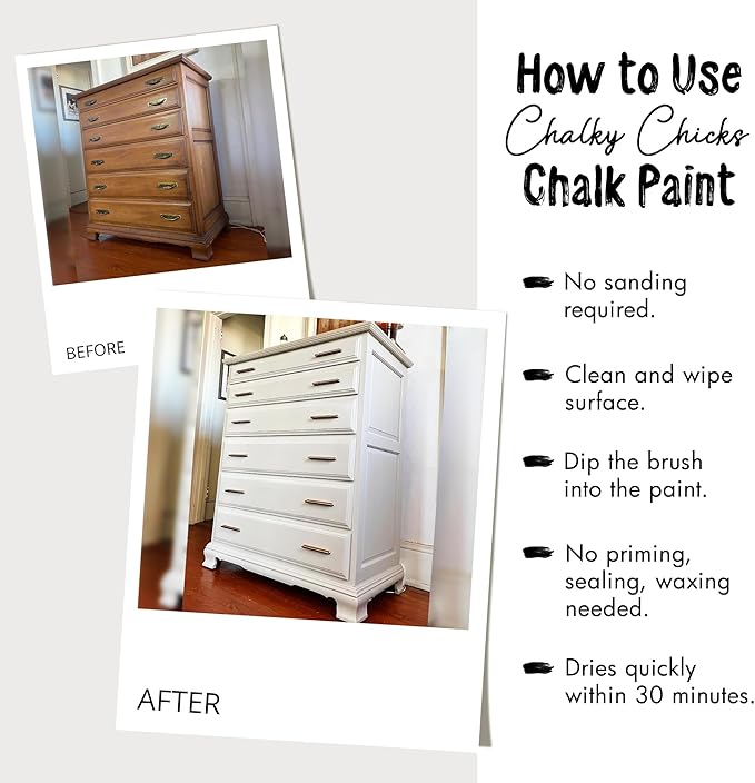 Chalky Chicks All-in-One Chalk Paint for Furniture or Cabinet - 16 Fl Oz - Matte Finish Sweet 16 (Pink) for Metal, Wood Furniture Paint - No Sanding All-in-One for Home Decor & Crafts, USA Made