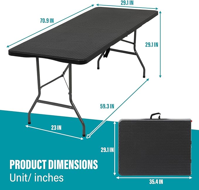 FDW Folding Table Half Portable Foldable Table - Image 3