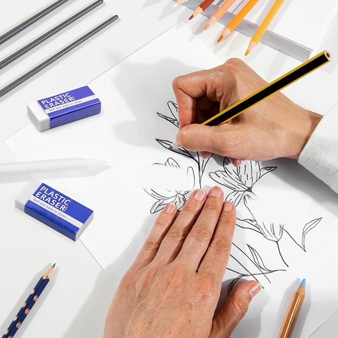25 Pack White Eraser for Pencil, Bulk Art Erasers for Drawing Sketching, Pencil Erasers Rubber for Kids Prize, School Classroom Students, Office Supplies