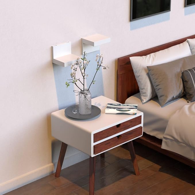RICHER HOUSE 3-Set Small Floating Wall Shelf, No Drill Bathroom Shelf White | - Image 7