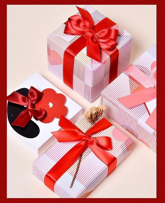 1" x 100 Yards Red Polyester Satin Ribbon Single Faced Bulk Fabric Ribbons for Gift Wrapping, Crafting, Bows Making, Flower Bouquet, Wedding, Home Decor