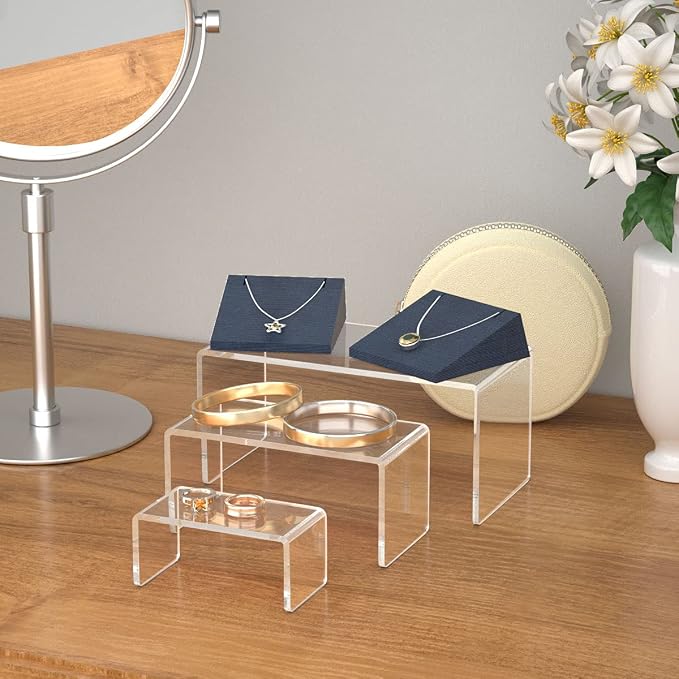 HIIMIEI Acrylic Risers for Display Clear 3-Tier Risers Stands Showcase for - Image 6