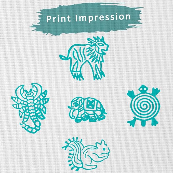 Handcarved Wooden Stamps for Block Printing - Stamps for Mehndi, Saree Border, Scrapbooking, Fabric Textile Paper, Kids, Art Work | Set of 5 | Hashcart®
