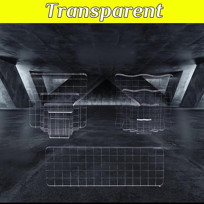 10Pcs Clear Acrylic Stamp Blocks Set, Acrylic Stamping Blocks Tools Clear Stamps with Grid Lines for Photography Props Scrapbooking Crafts Card Making