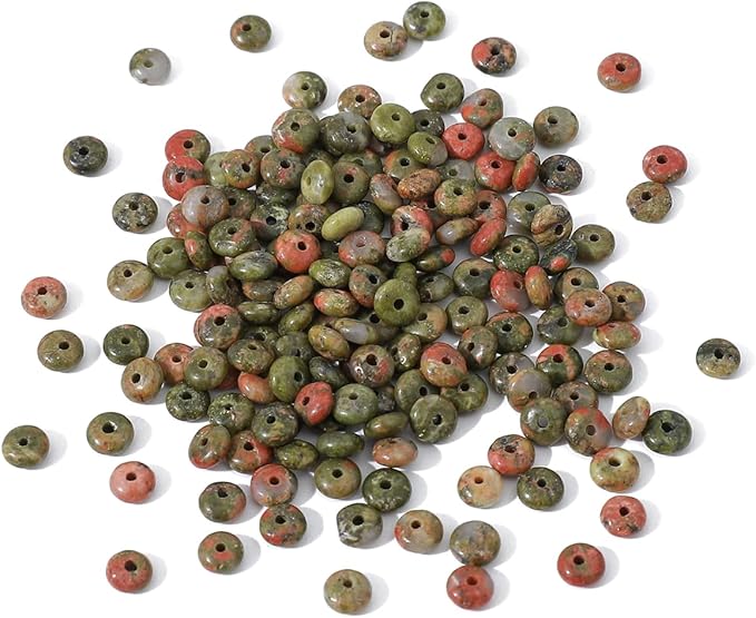 Natural Unakite Disk Stone Beads 4x2mm 160pcs Rondelle Loose Semi Gemstone Beads for Jewelry Making Design
