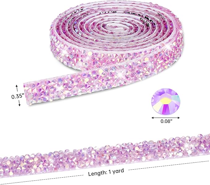 NiArt Self Adhesive Rhinestone Ribbon Rolls Set of 12 Candy Colors, Total 12 - Image 5