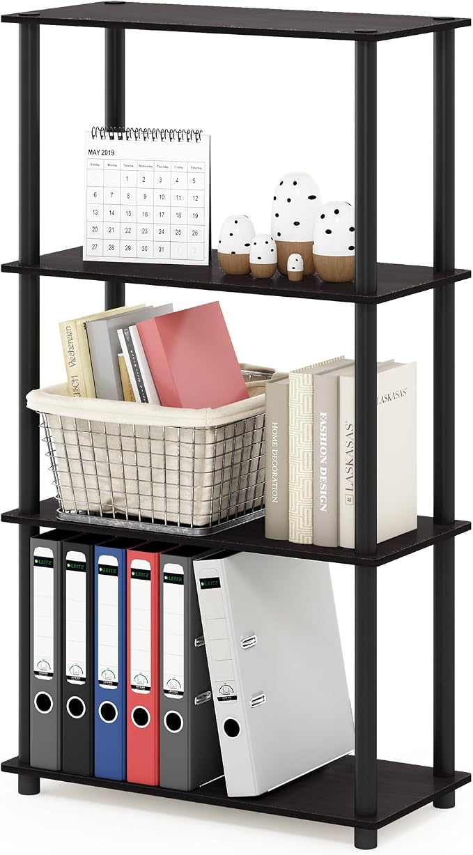 Furinno Turn-N-Tube 4-Tier Multipurpose Shelf Display Rack, Round Tubes by Furinno-FitsYourSpaceFitsYourBudget