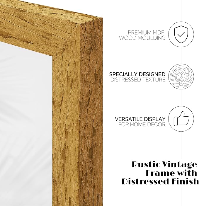 puthiac 8x10 Rustic Farmhouse Picture Frame, Natural Pine, 1 Pack | Distressed - Image 3
