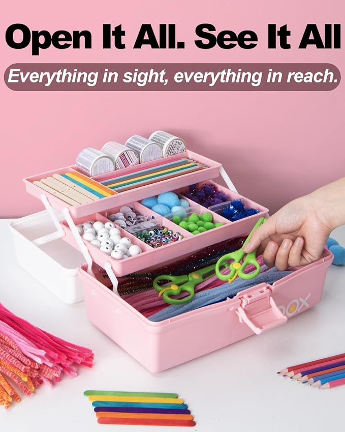 TERGOO 12in 3-Layer Plastic Craft Organizers and Storage, Portable Folding - Image 5