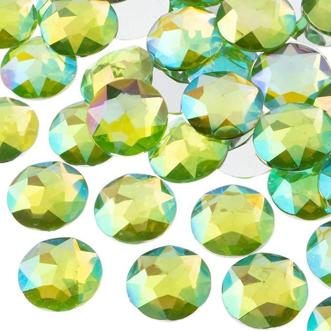 John Bead 200 Pieces 20mm, Peridot AB, Acrylic Round Flat Back Rhinestones by JohnBead