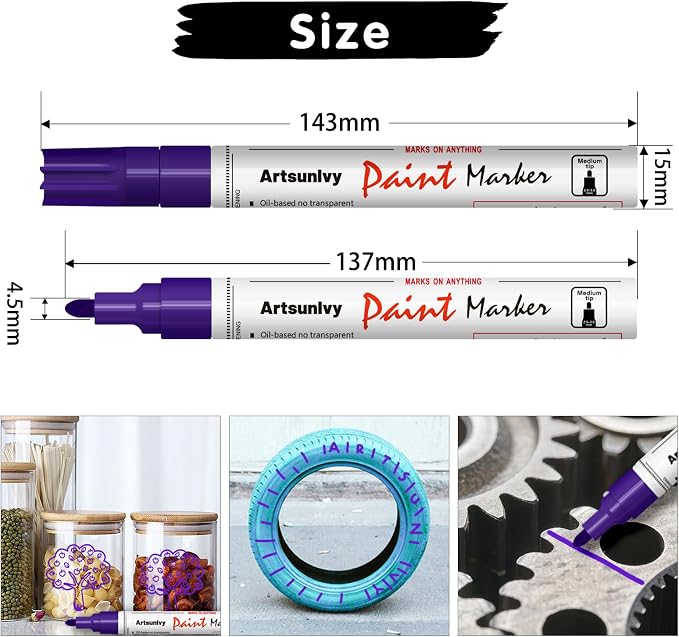 Purple Paint Pens Permanent Markers - Image 5