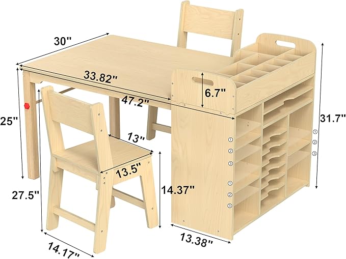 GDLF Kids Art Table and Chairs Set, Craft Desk - Image 4