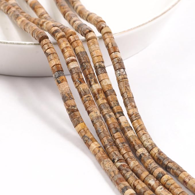 150Pcs 4×2mm Natural Picture Jasper Spacer Stone Beads - Image 6