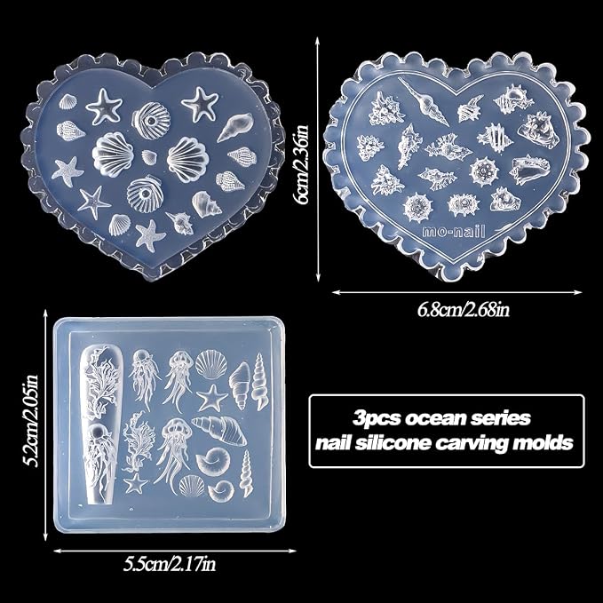 3D Shell Starfish Silicone Nail Molds, Summer Beach Style Nails Design Tools - Image 2