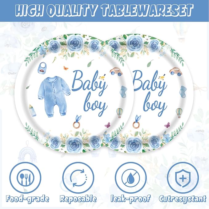 40Pcs Blue A Sweet Baby Birthday Party Decorations - Image 3