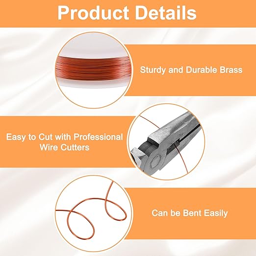 HARFINGTON 49ft Jewelry Wire, 28 Gauge (0.3mm) Brass Craft Soft Metal Tarnish Resistant Copper Beading Wire for Jewelry Making Supplies Crafting, Coffee