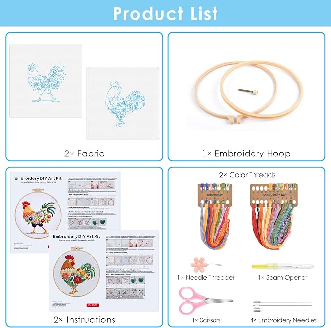 ERKOON Embroidery Kit for Beginners Adult, 2 Set Cross Stitch Set Include - Image 3