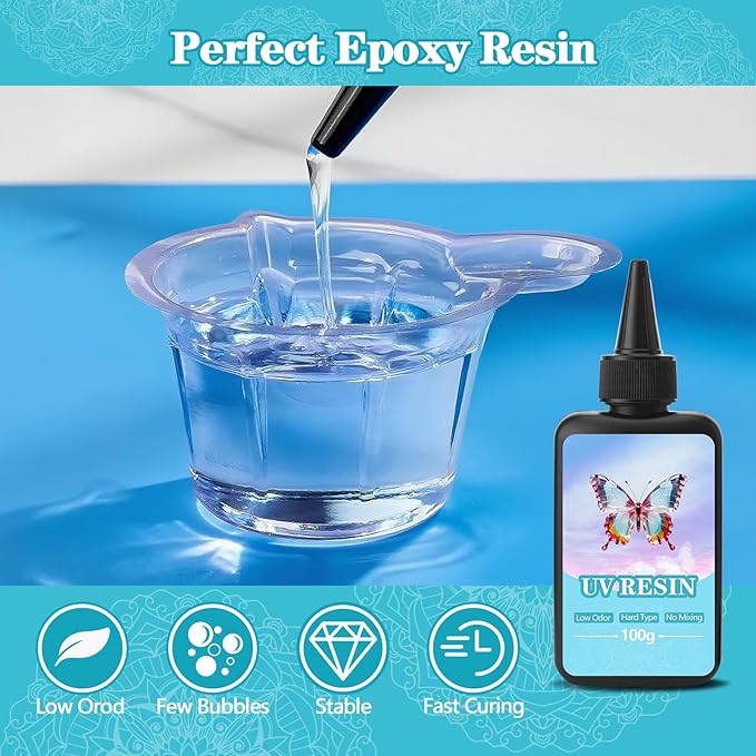 EKACO 500g UV Resin, Upgraded Hard Type Crystal Clear Ultraviolet Epoxy Resin Hard for Craft Jewelry Making, Craft Decor, Key Chain Making